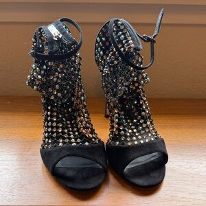 $1800 RENE CAOVILLA BLACK HEELS, SZ 36 MADE IN ITALY